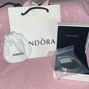 Pandora oxidized silver mesh bracelet 6.5”